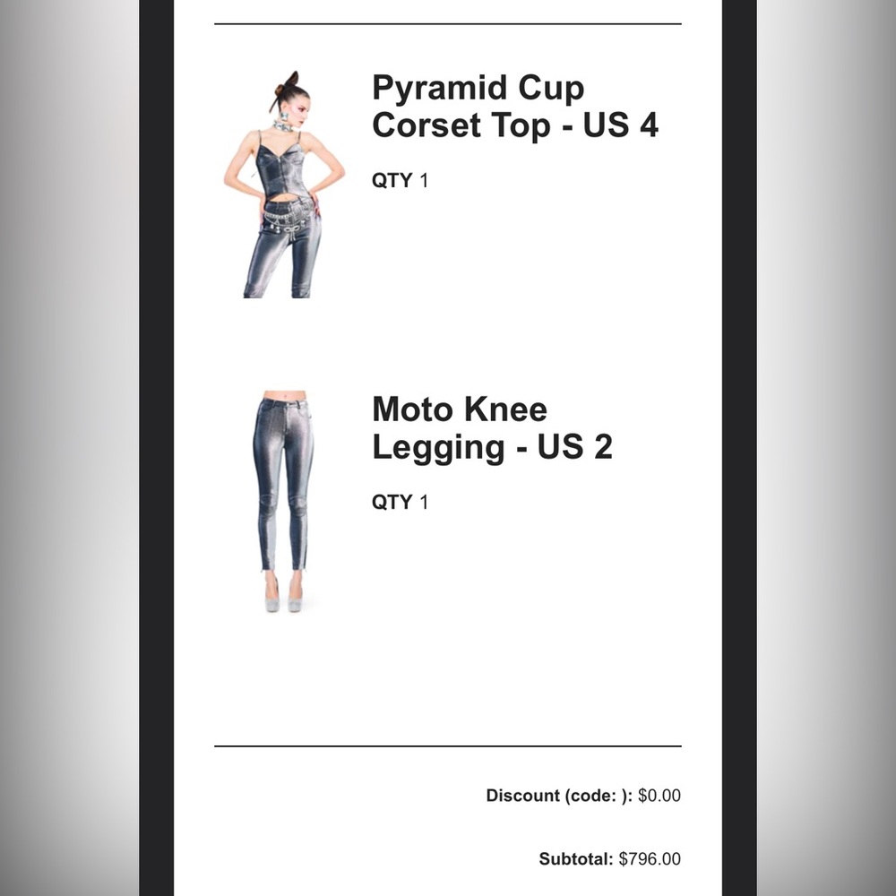 AREA Pyramid cup corset and leggings